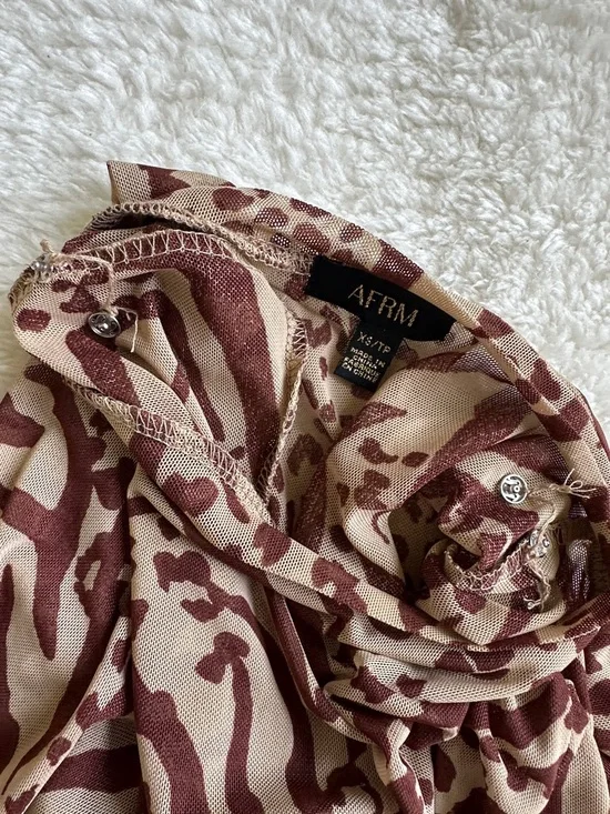 AFRM Shailene Sheer Dress in Taupe Animal XS - Picture 7 of 7